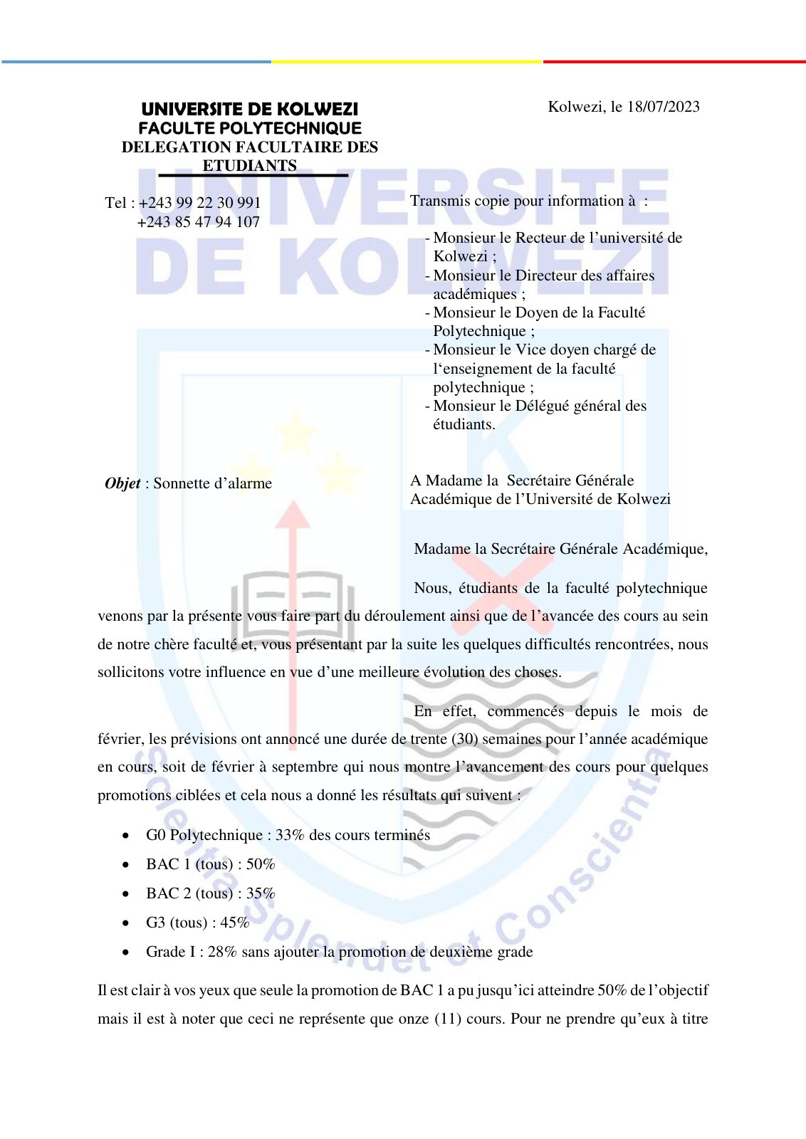 First page of RAPPORT KAF 3