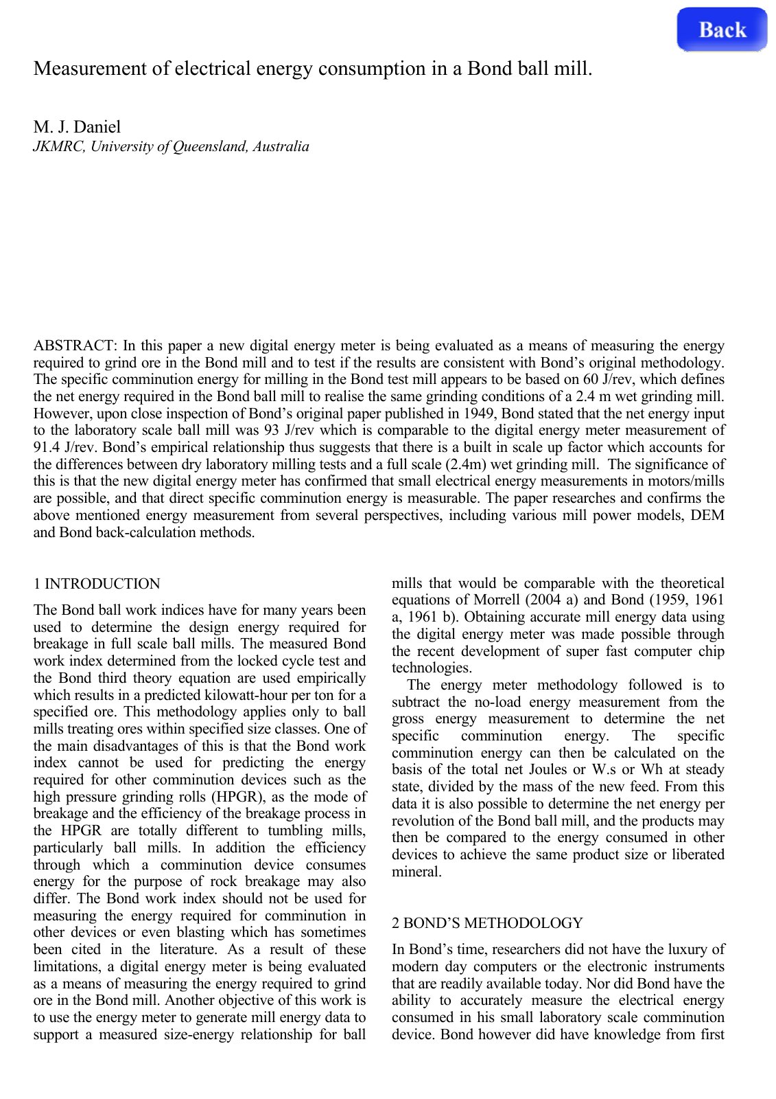 First page of HPGR ball bond m daniel impc 2006 015