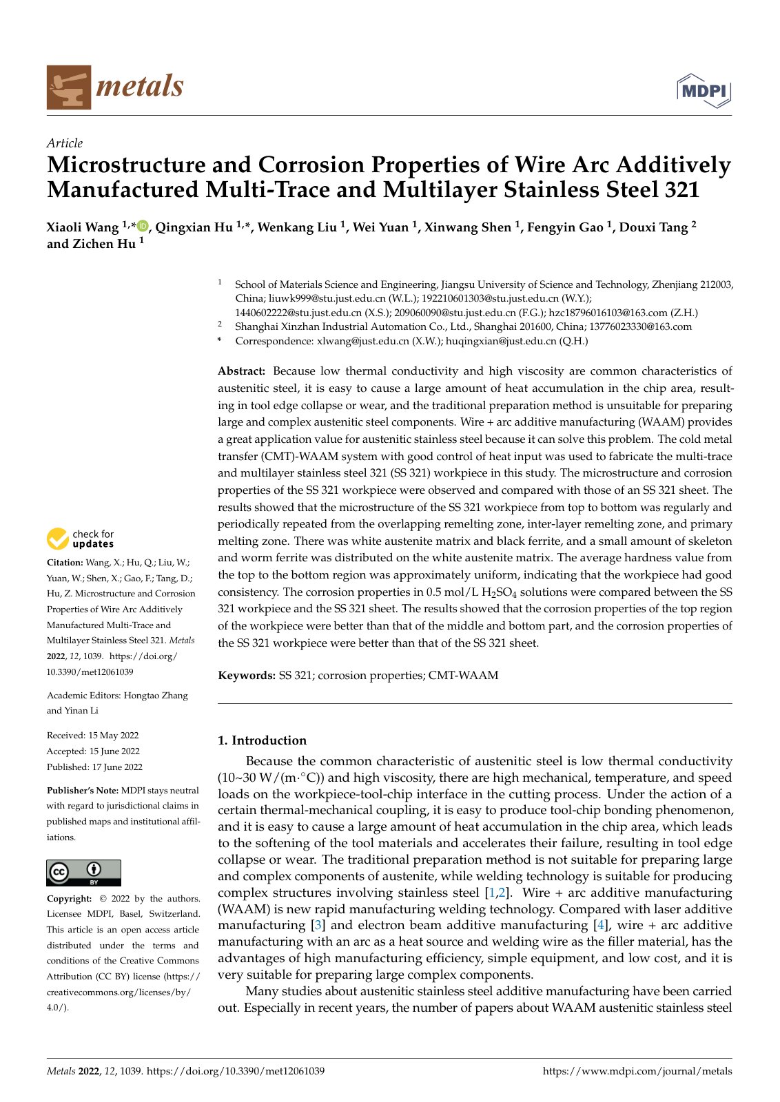 First page of Microstructure and Corrosion Properties
