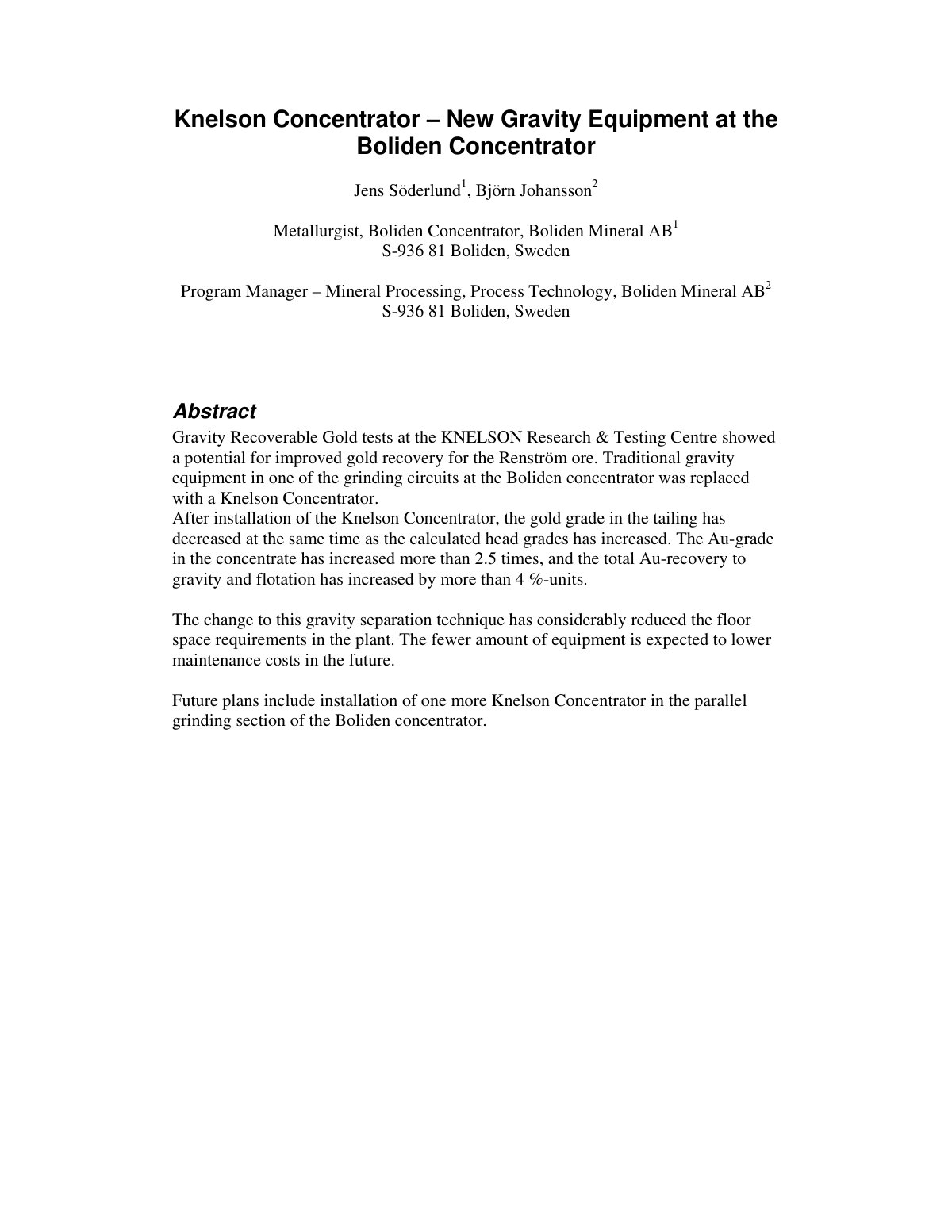 First page of 371588961 Knelson Concentrator