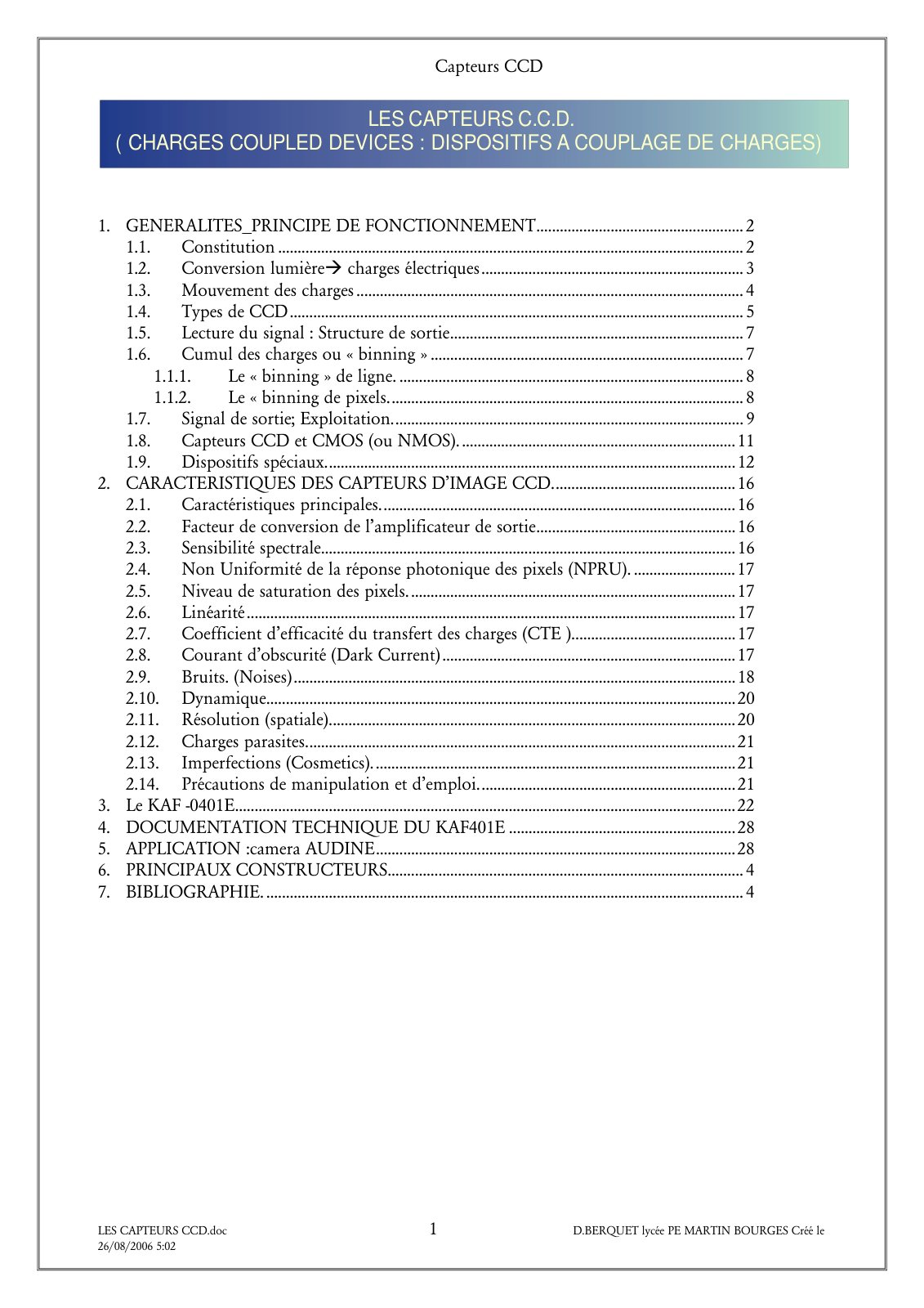 First page of capteurs ccd