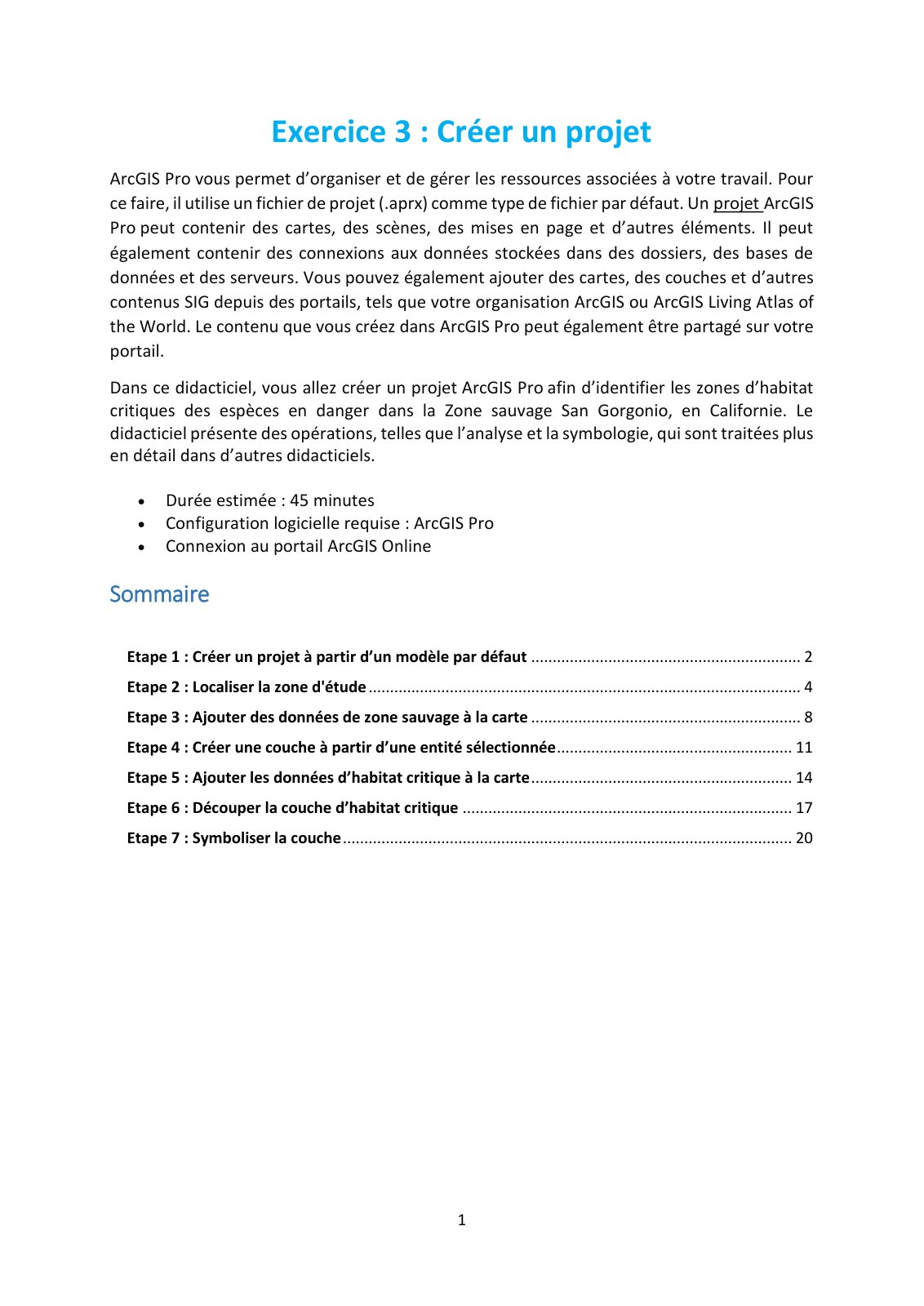 First page of 15   EX3 Cr er un projet