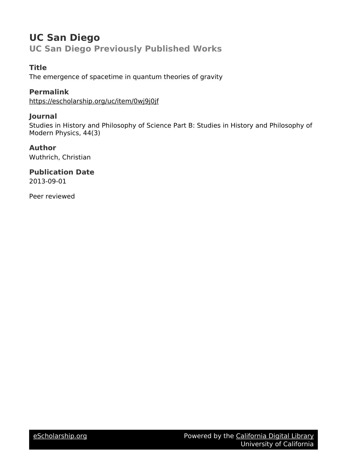 First page of The emergence of spacetime in quantum th