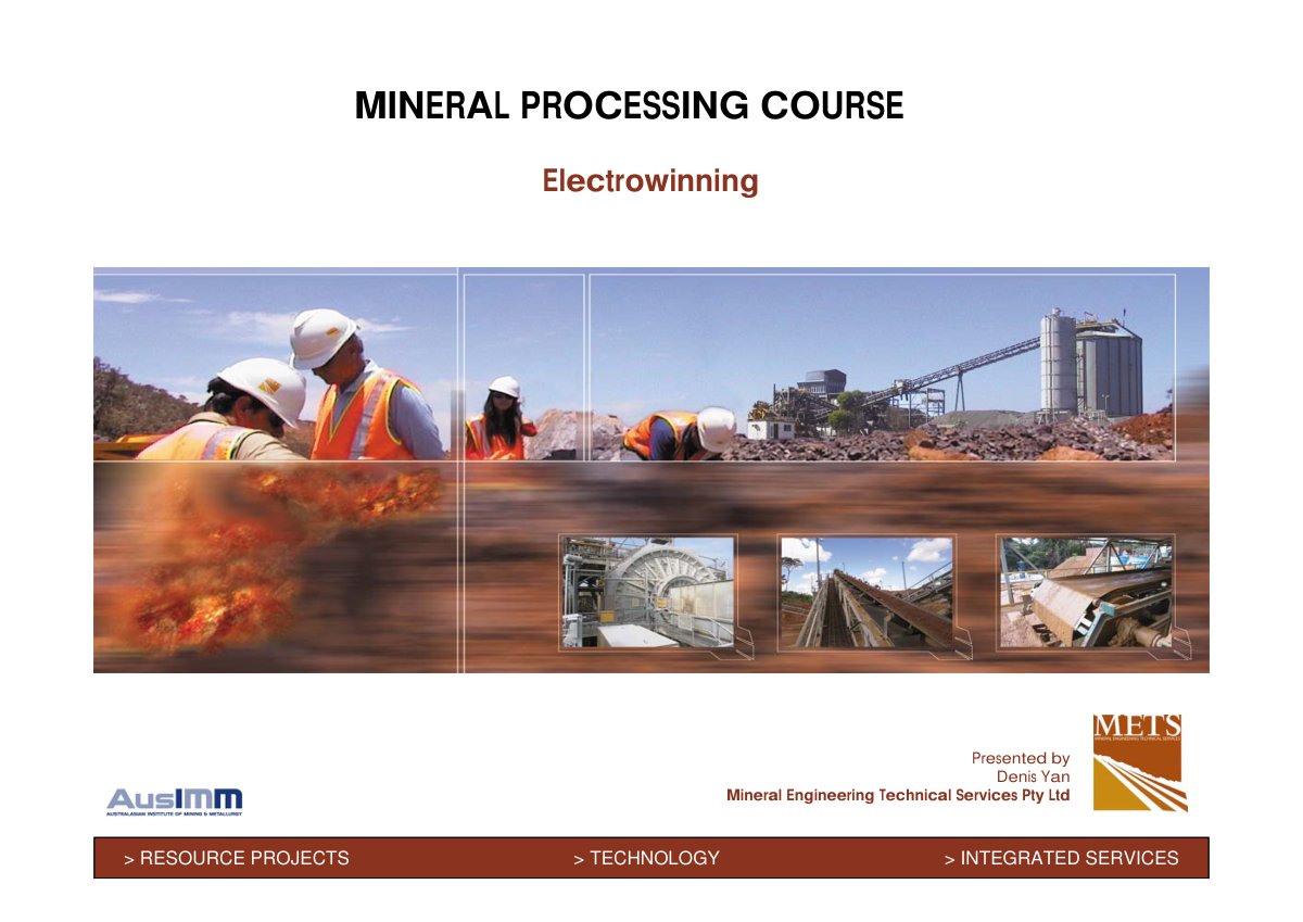 First page of 6 MP Electrowinning