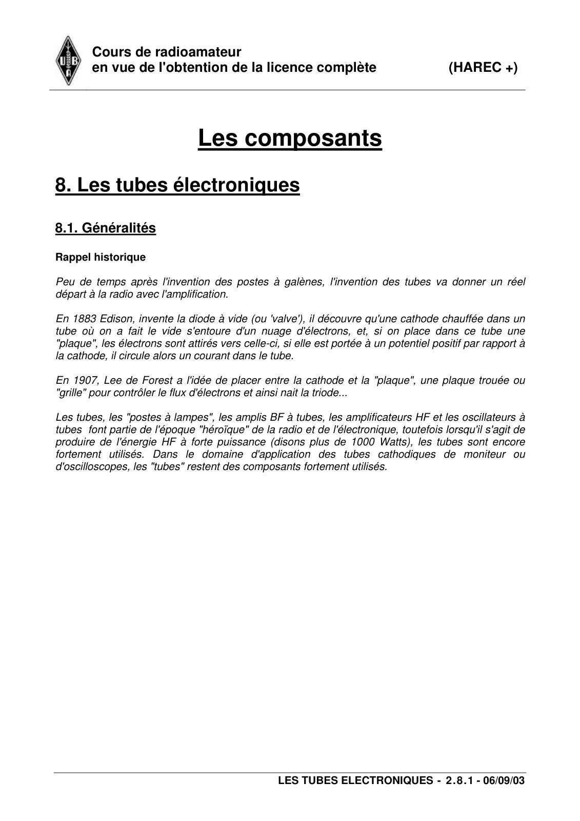 First page of tubes electroniques