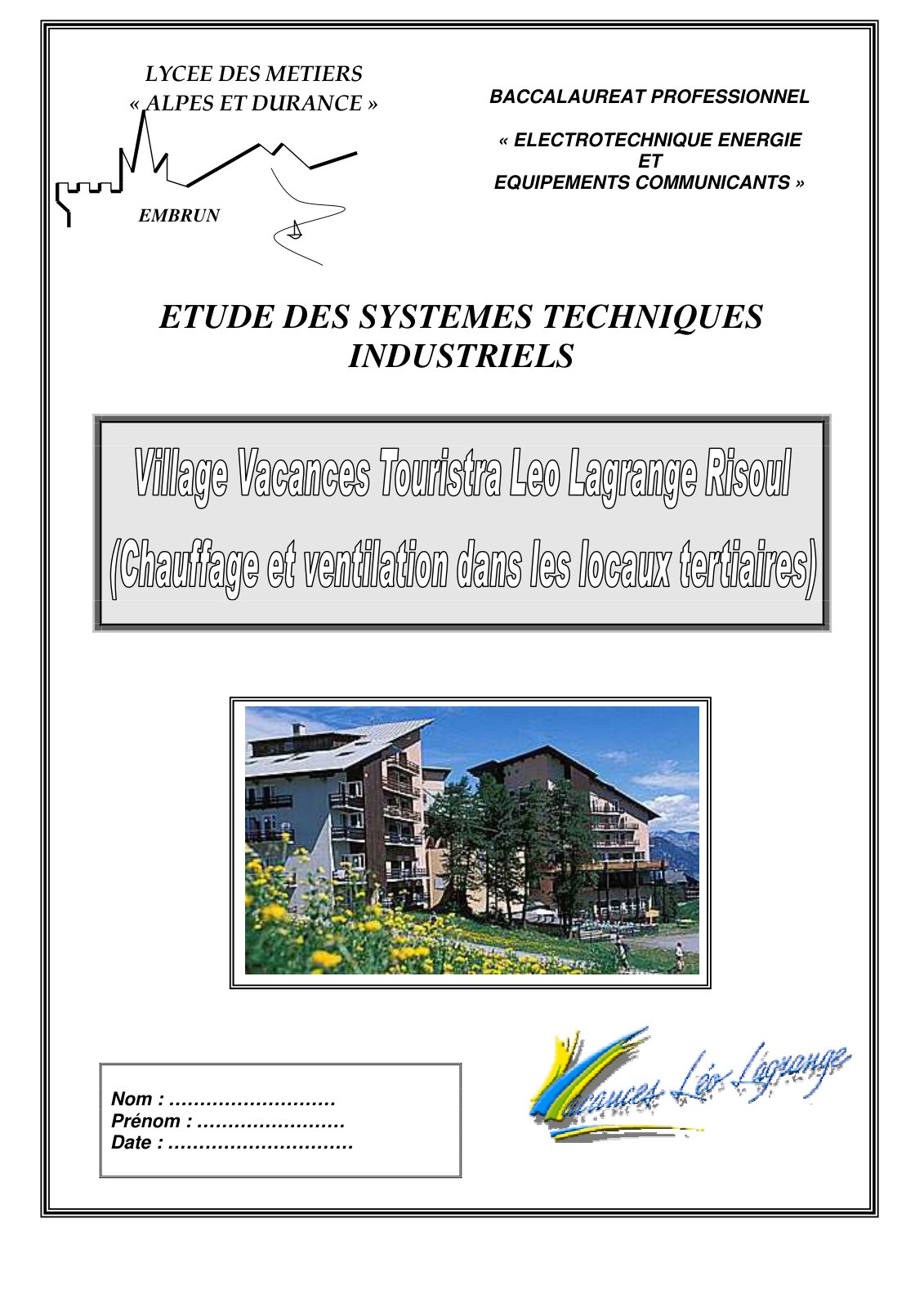 First page of ventilation locaux tertiaires eleves