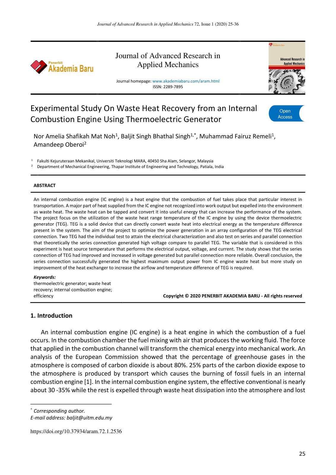 First page of Experimental Study On Waste Heat Recover