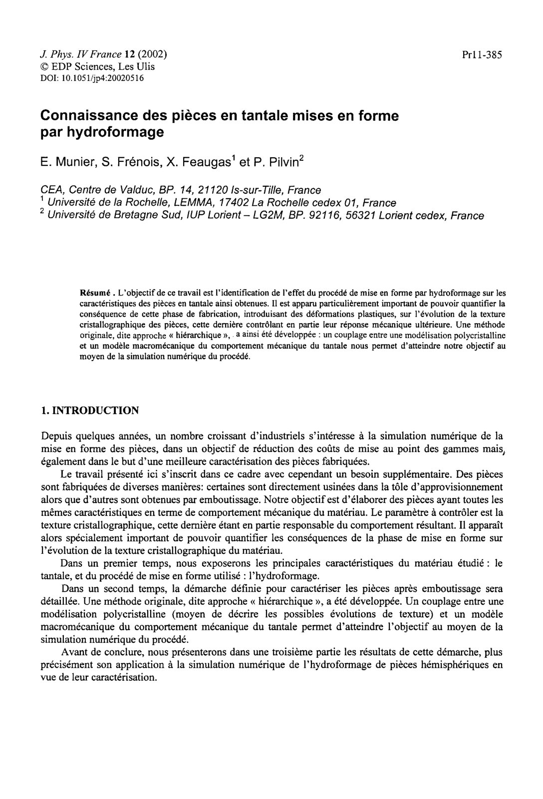 First page of Connaissance des pieces en tantale mises