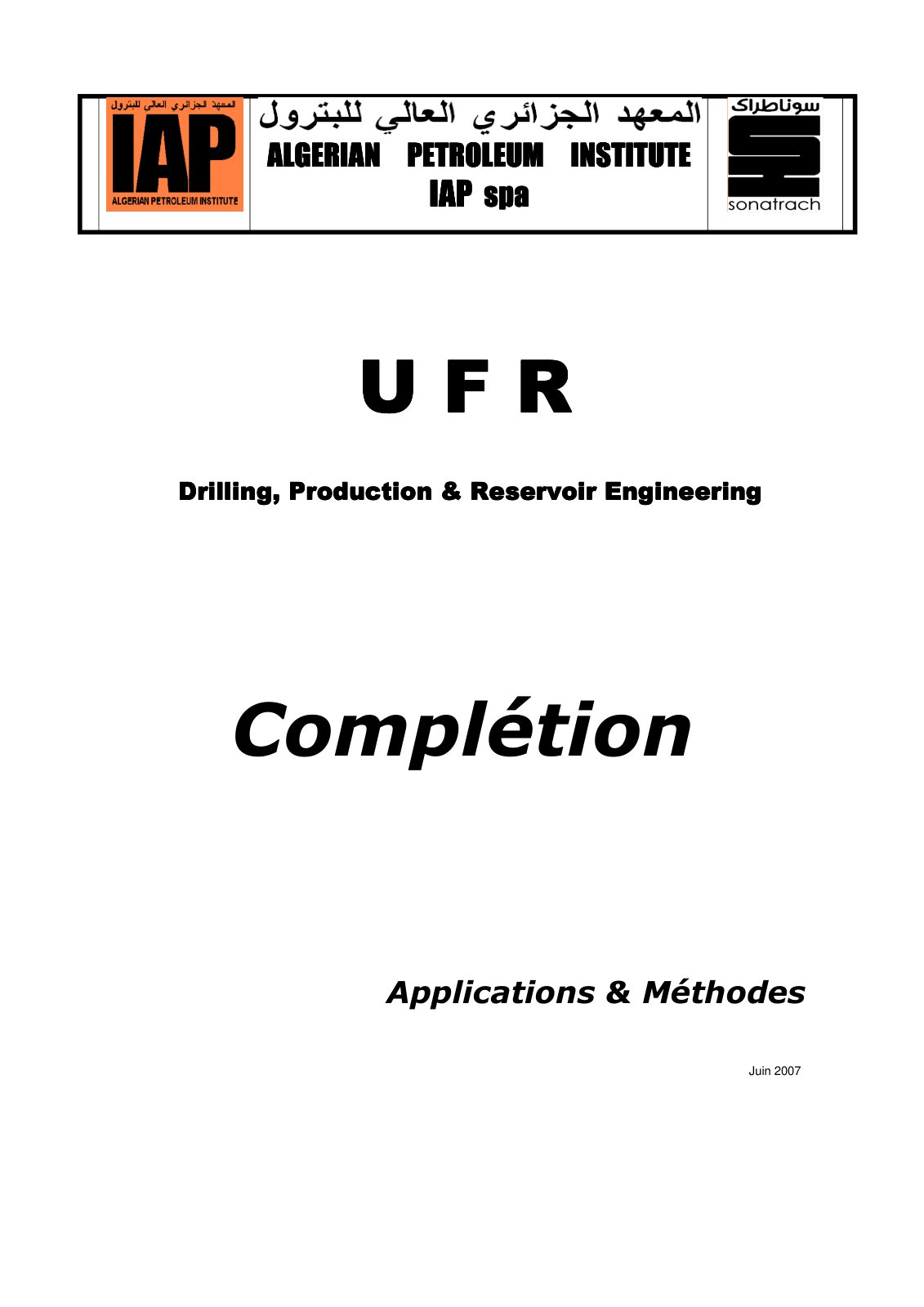 First page of Introduction à la complétion