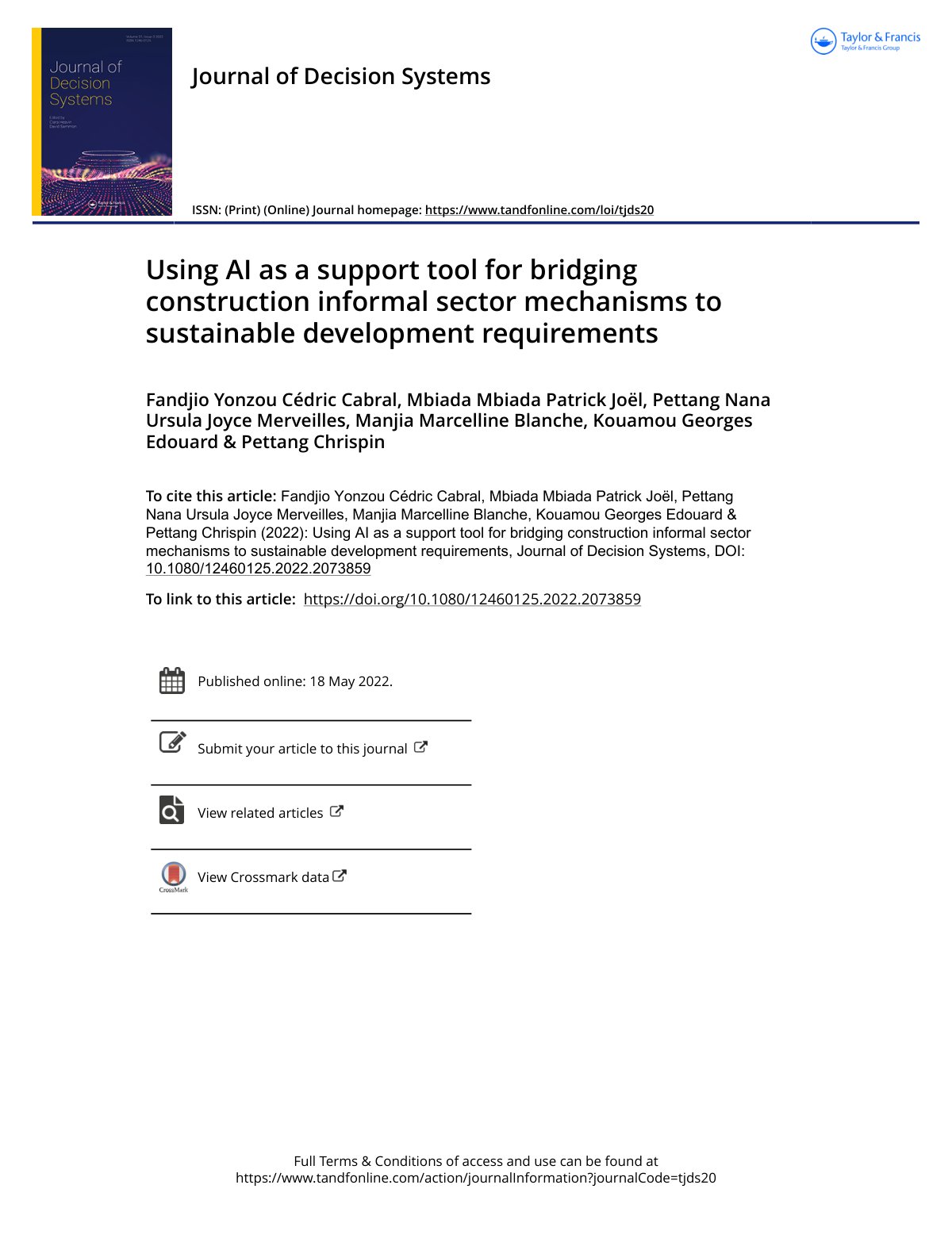 First page of Using AI as a support tool for bridging