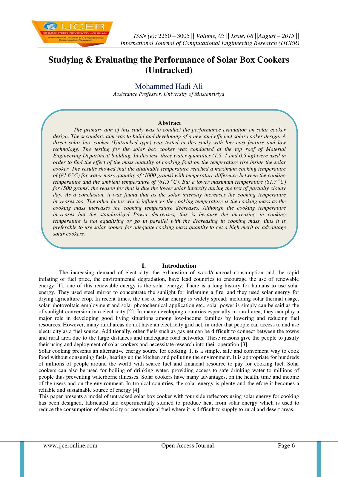 First page of Studying and Evaluating the Performance