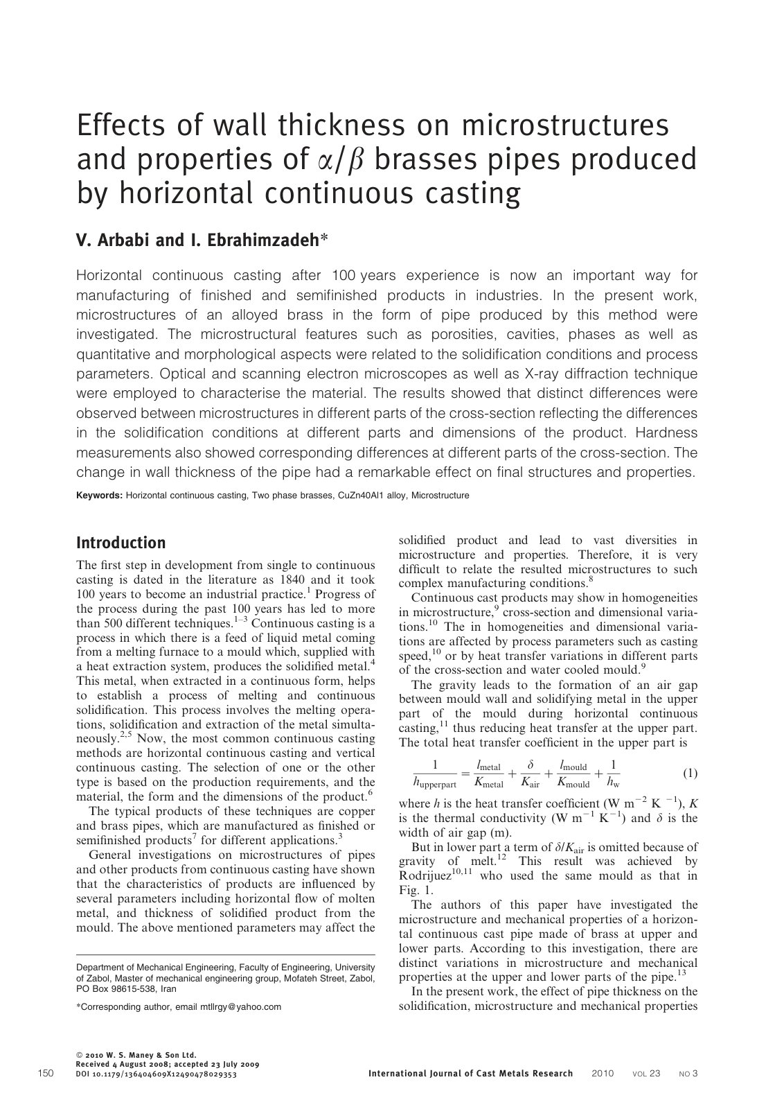 First page of Effects of wall thickness on microstruct