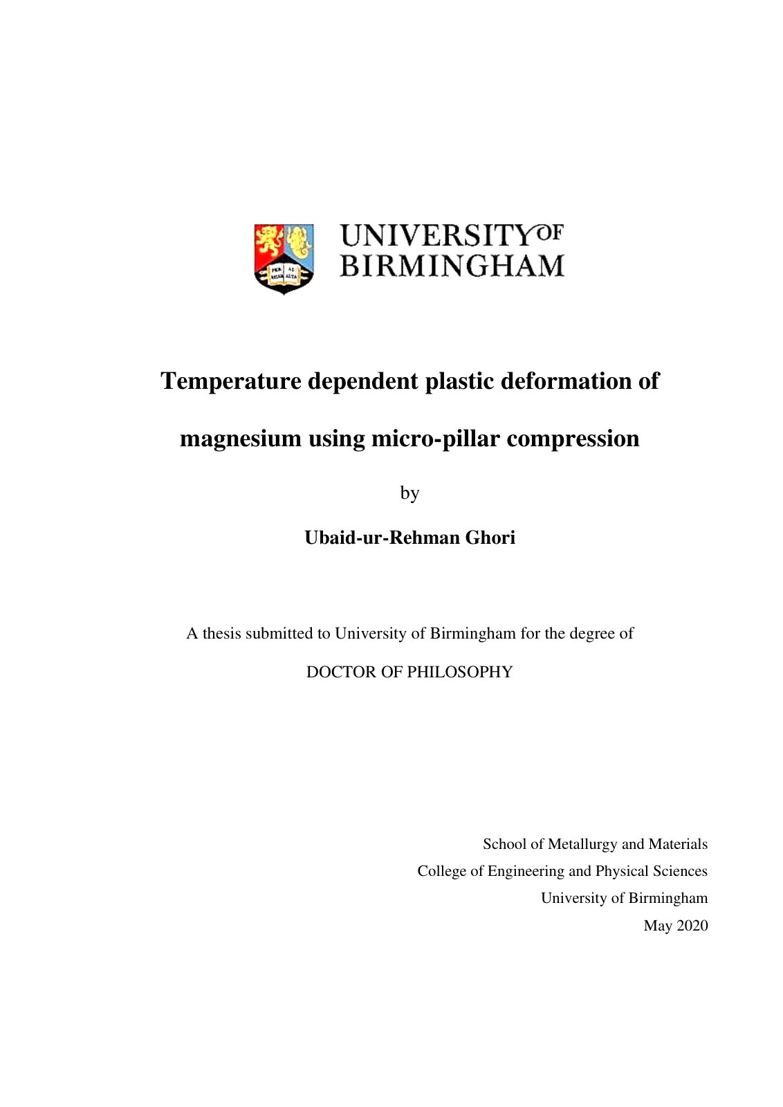 First page of Temperature dependent plastic deformation of