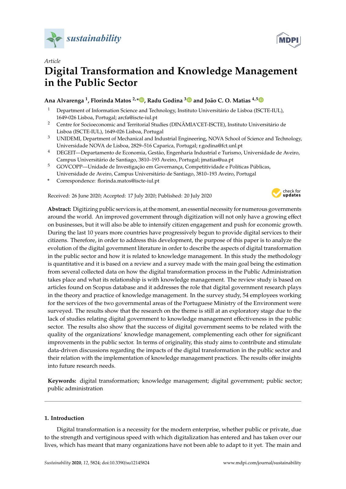 First page of Digital Transformation and Knowledge Man