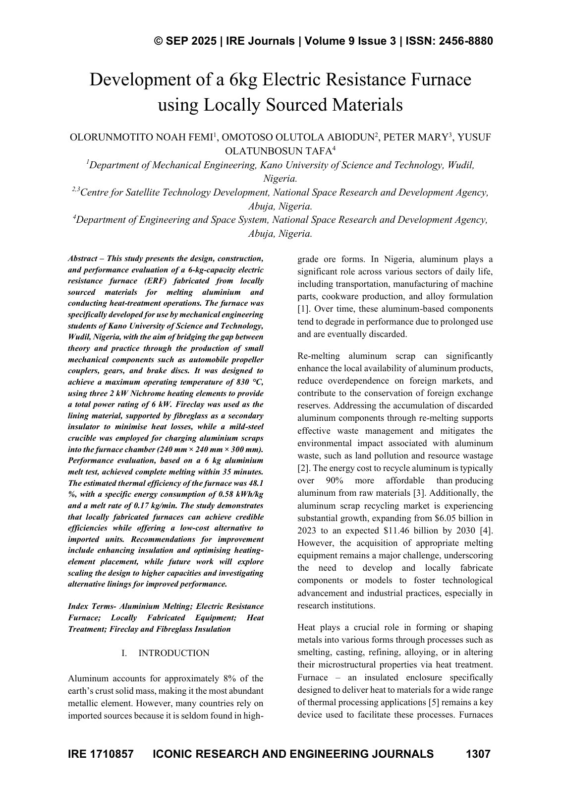 First page of Development of a 6kg Electric Resistance