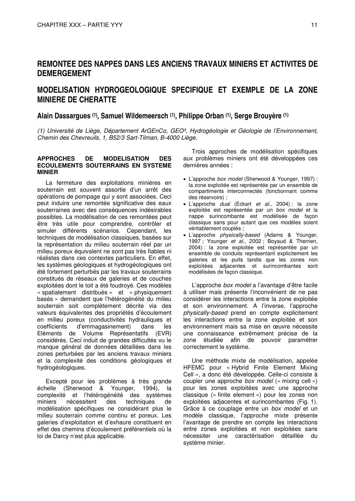 First page of REMONTEE DES NAPPES DANS LES ANCIENS TRAVAUX MINIERS ET ACTIVITES DE DEMERGEMENT