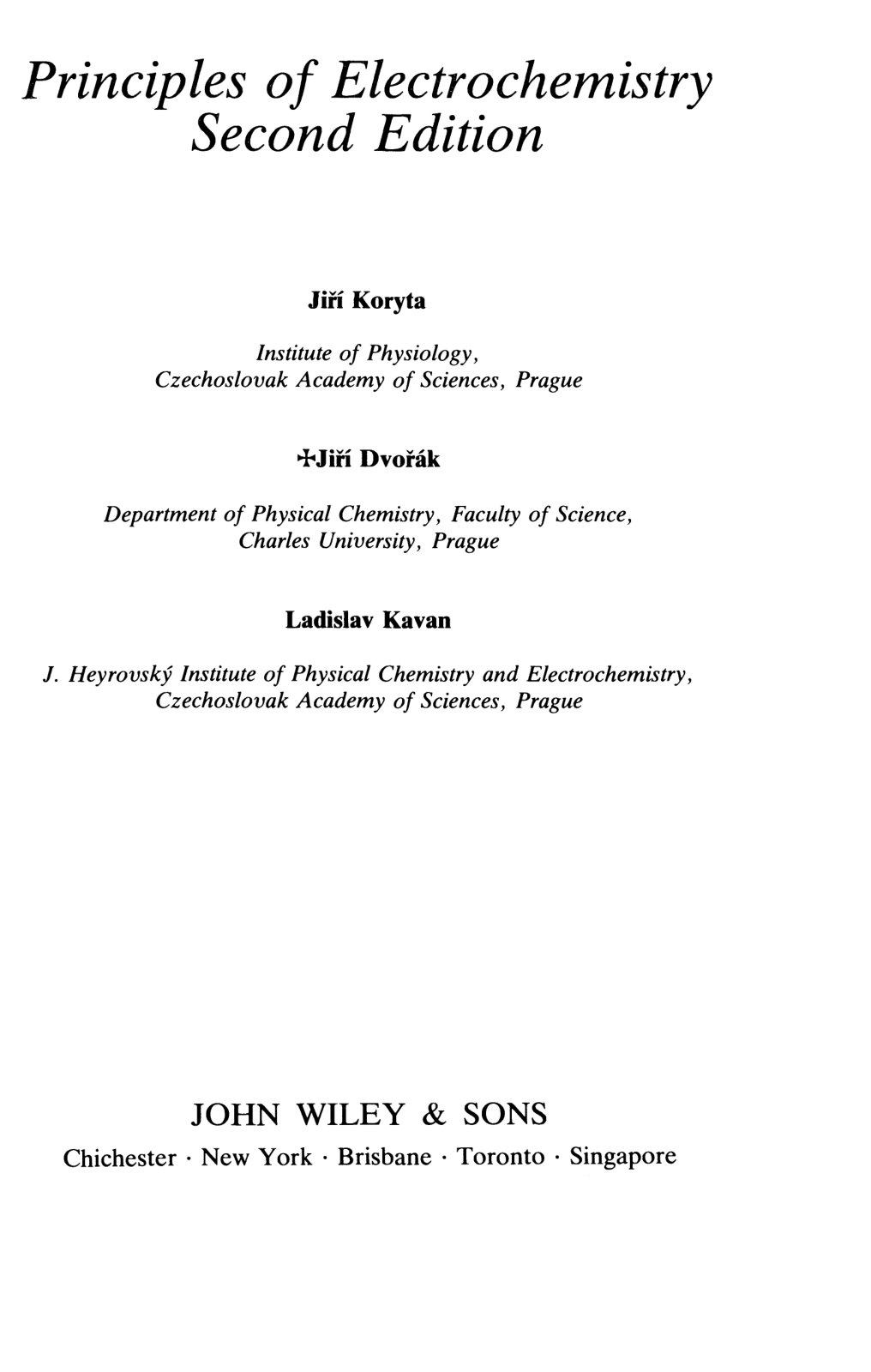 First page of Principles of Electrochemistry Wiley 199