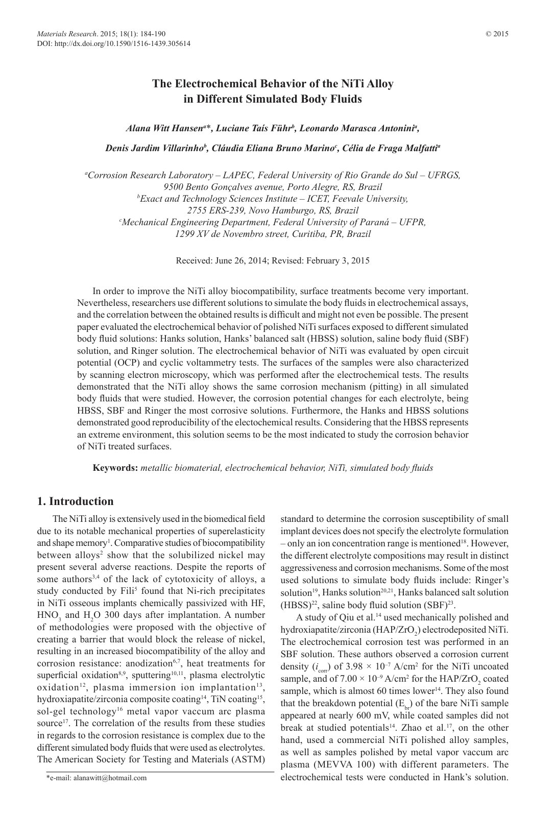 First page of Corrosion resistance tests on NiTi shape memory alloy