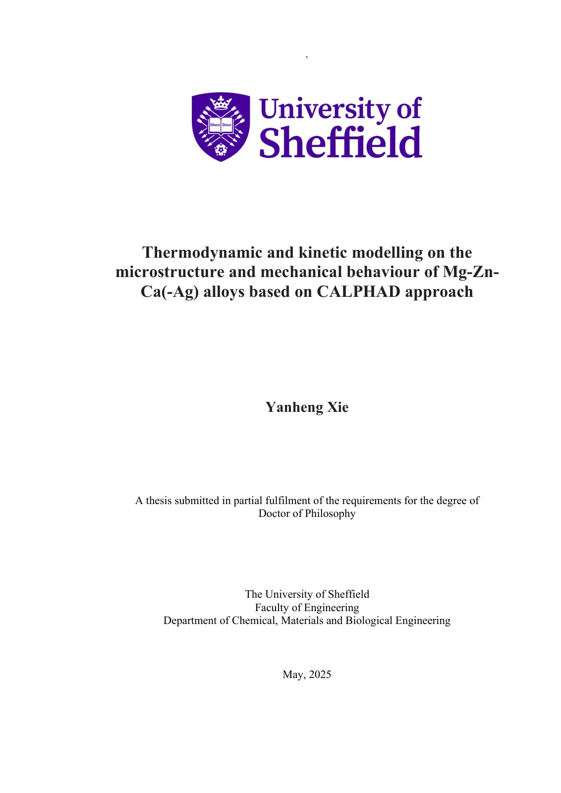 First page of Thermodynamic and kinetic modelling on the