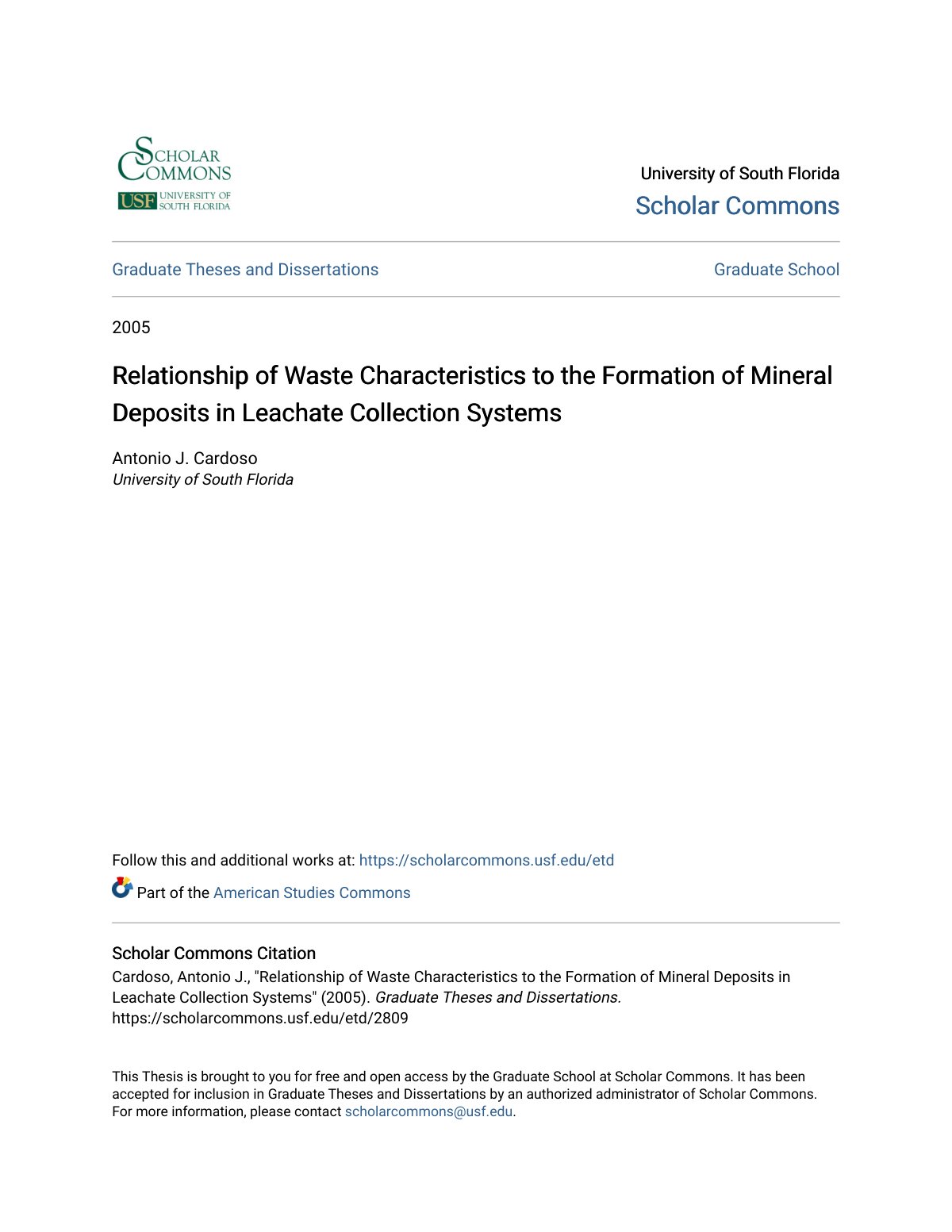 First page of Relationship of Waste Characteristics to the Formation of Mineral Deposits in Leachate Collection Systems