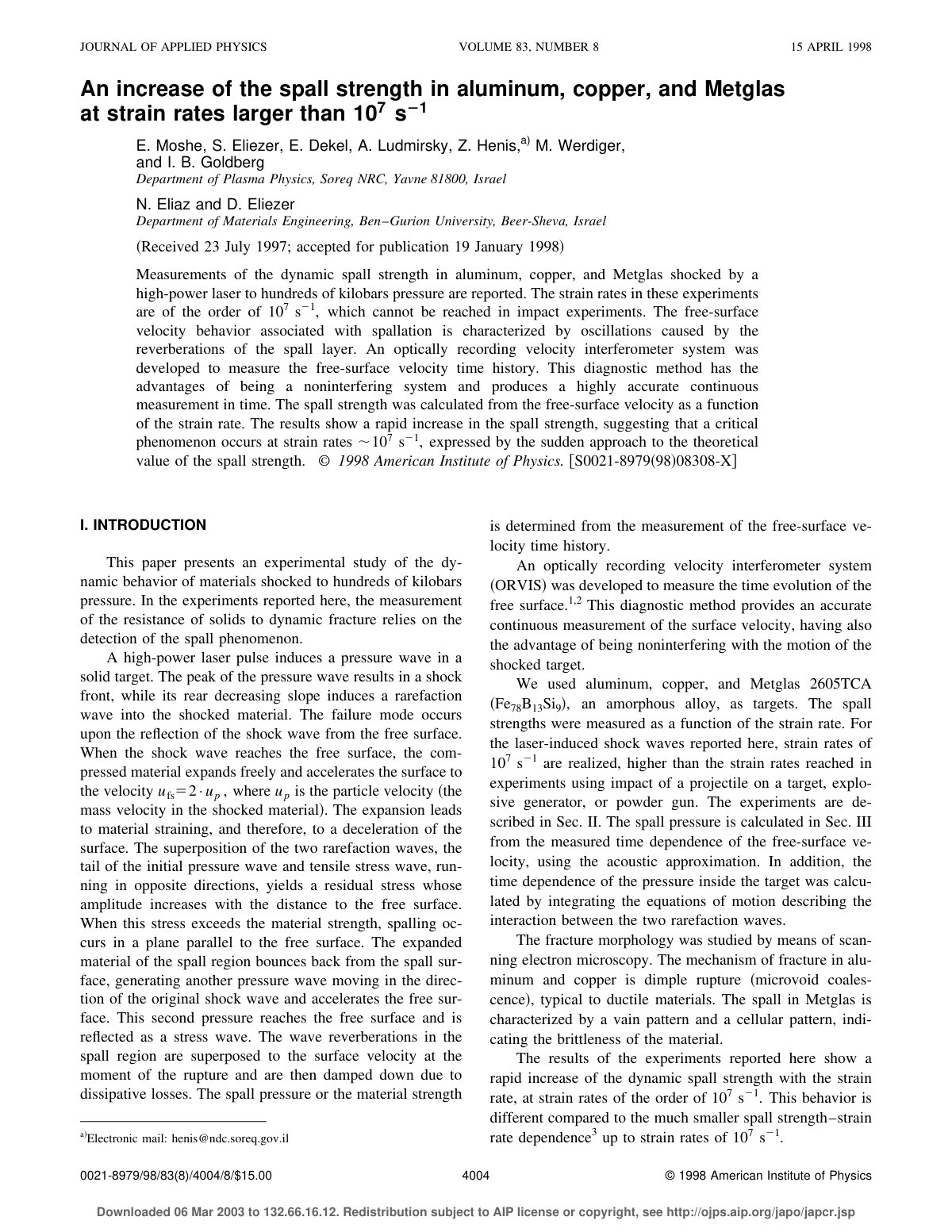 First page of An increase of the spall strength in alu