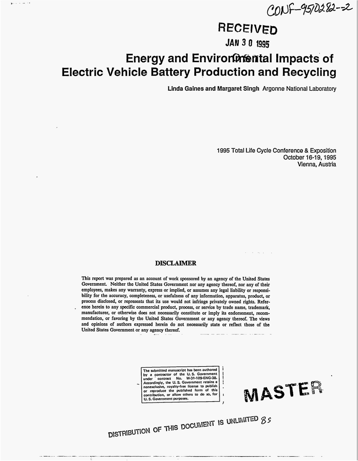 First page of Energy and environmental impacts of elec