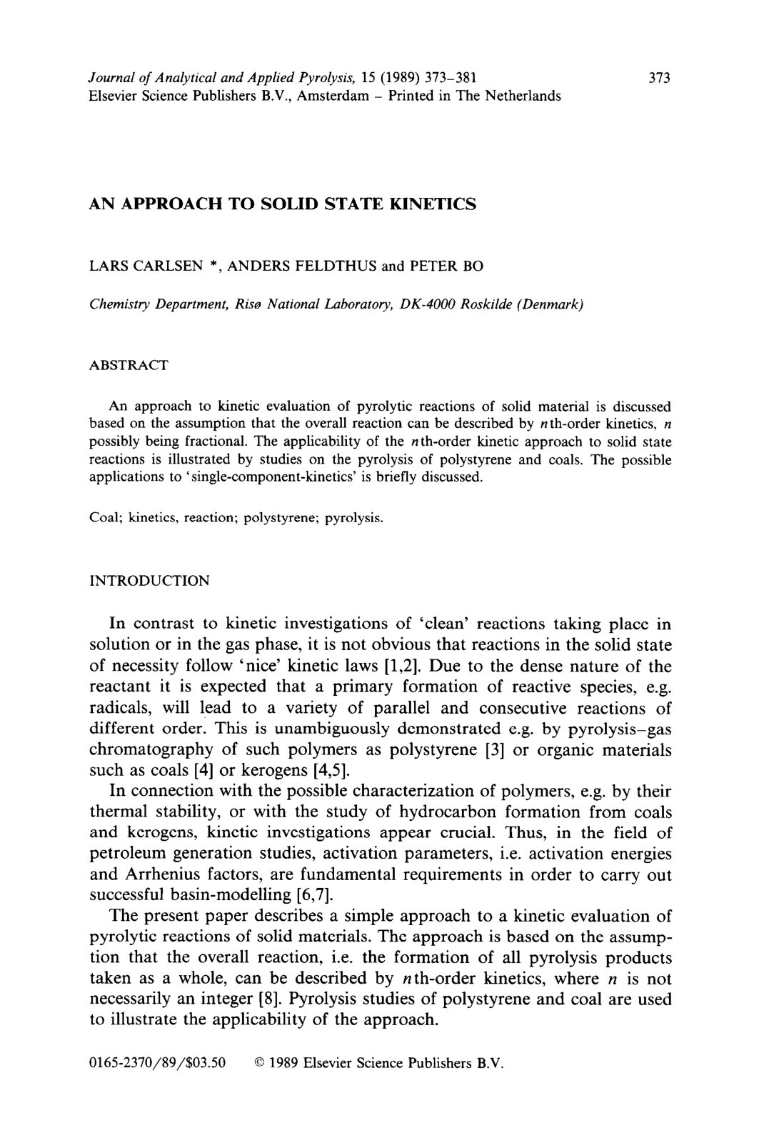First page of AN APPROACH TO SOLID STATE KINETICS