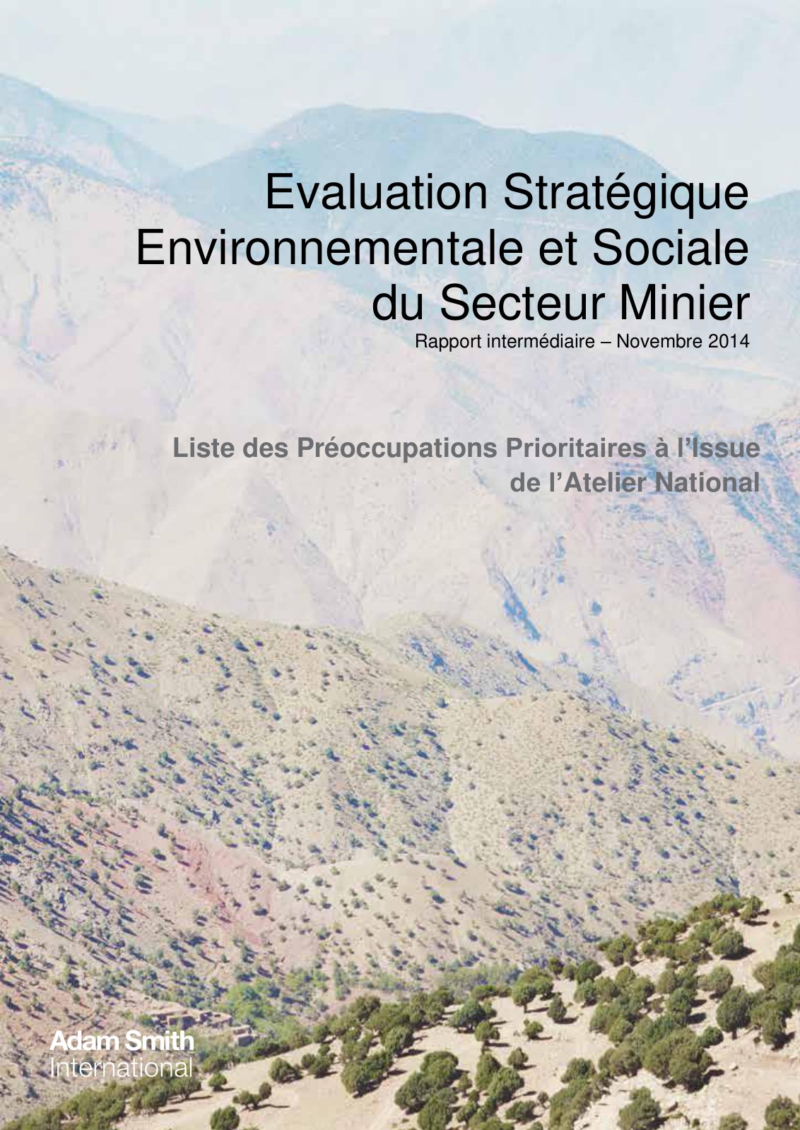 First page of Évaluation Stratégique Environnementale et Sociale du Secteur Minier Rapport intermédiaire – Novembre 2014