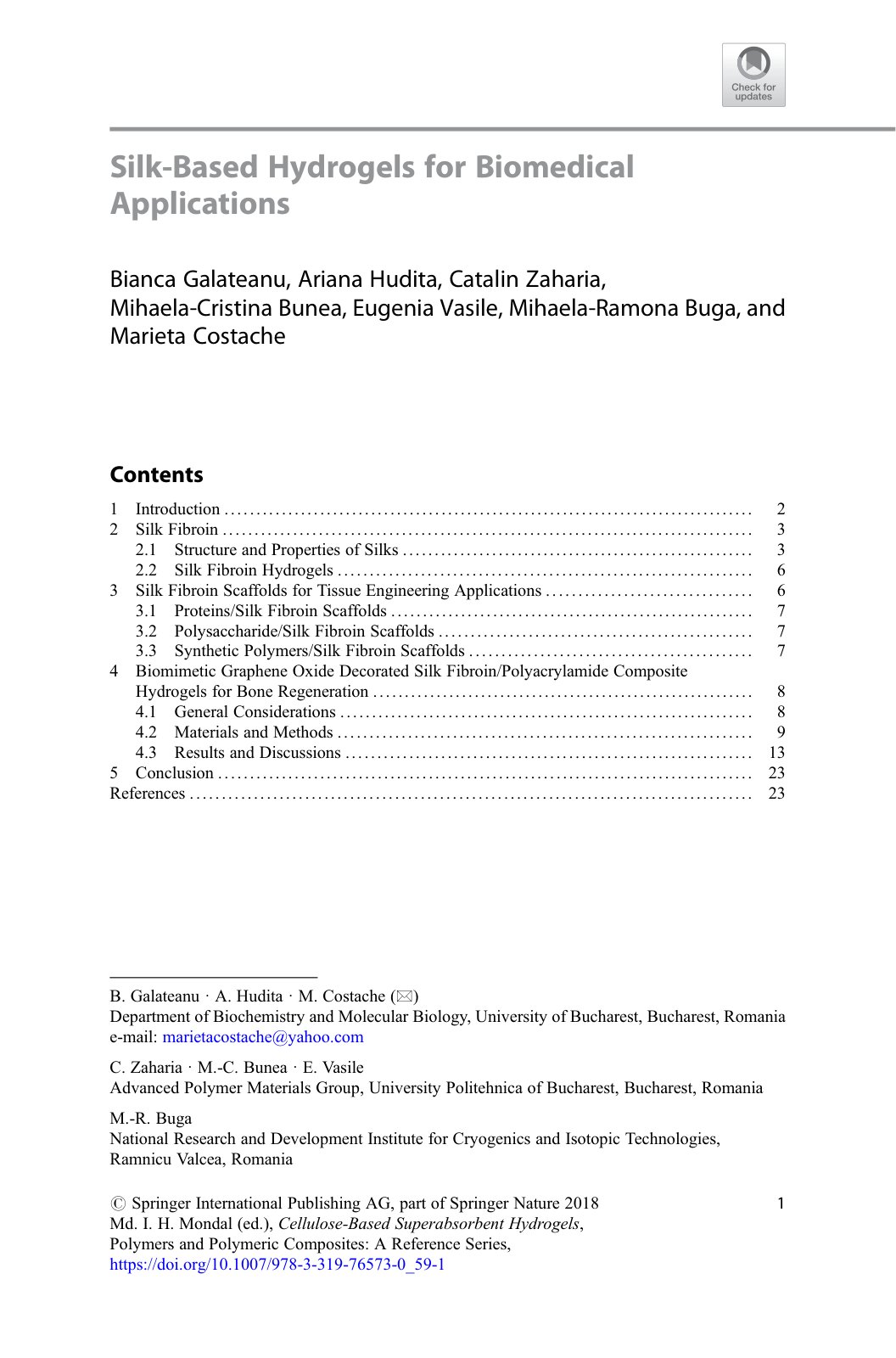 First page of Silk-Based Hydrogels for Biomedical Applications