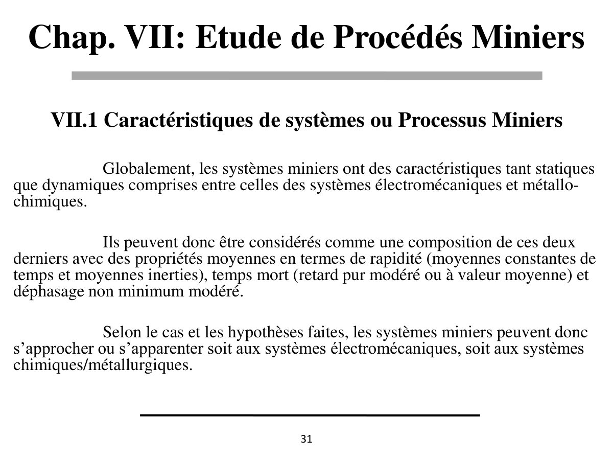 First page of VII. Etude de procédés miniers
