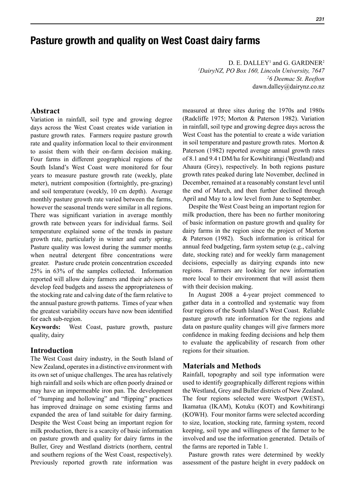 First page of Pasture growth and quality on West Coast