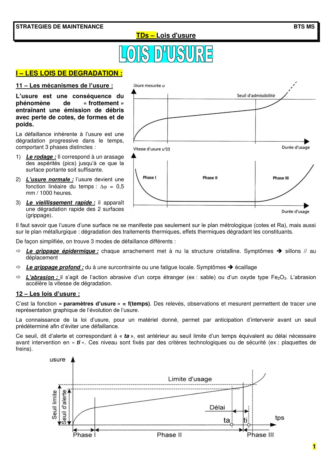 First page of Note9b Chap4 Lois d usure et corrélation