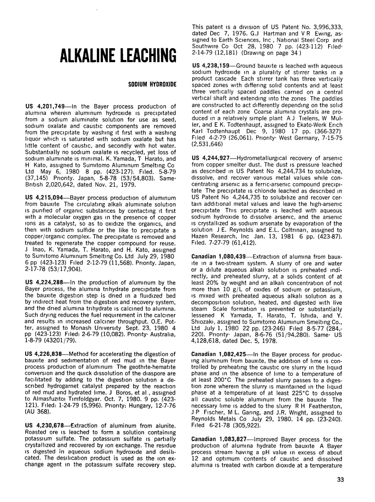 First page of ALKALINE LEACHING SODIUM HYDROXIDE