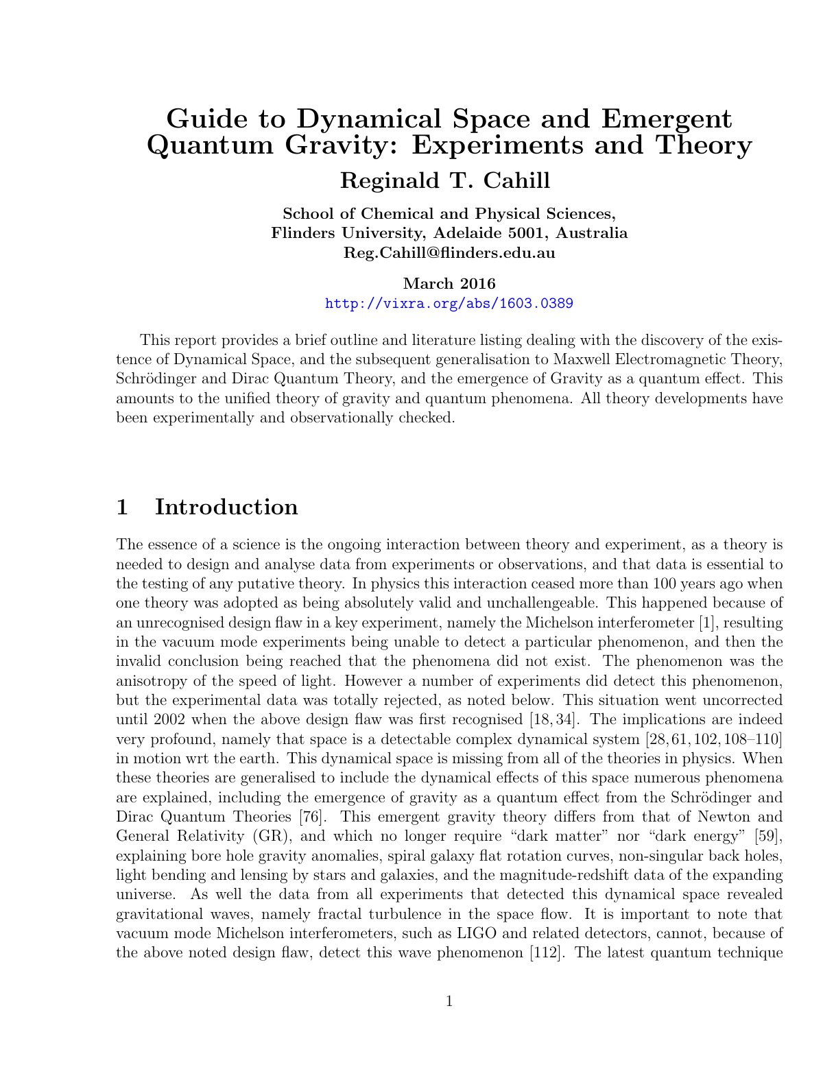 First page of Guide to Dynamical Space and Emergent Qu