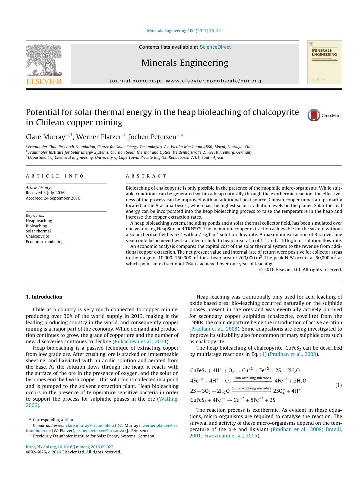 First page of Potential for solar thermal energy in th