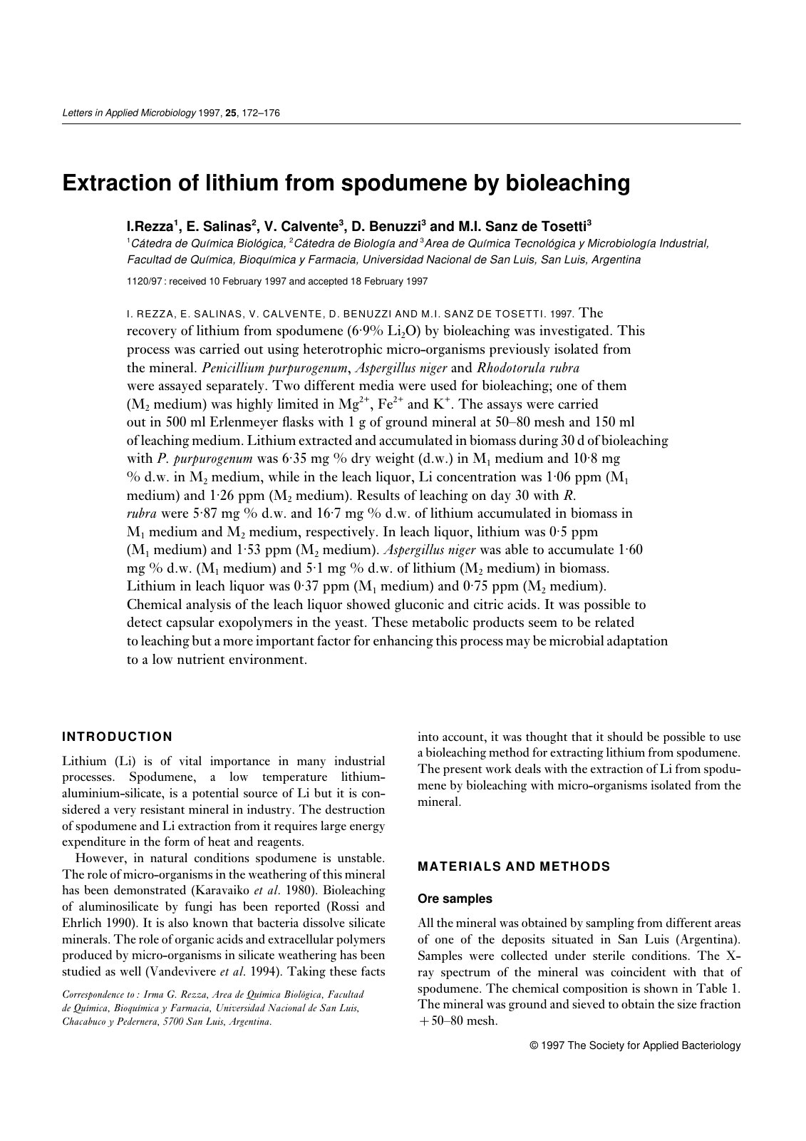 First page of Extraction of lithium from spodumene by