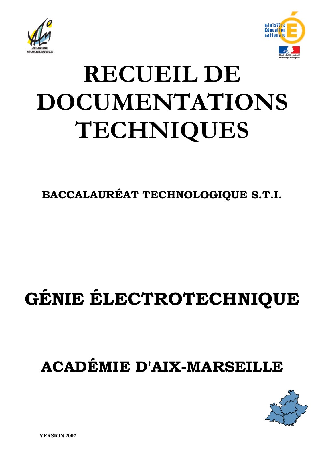 First page of recueil technique 2007