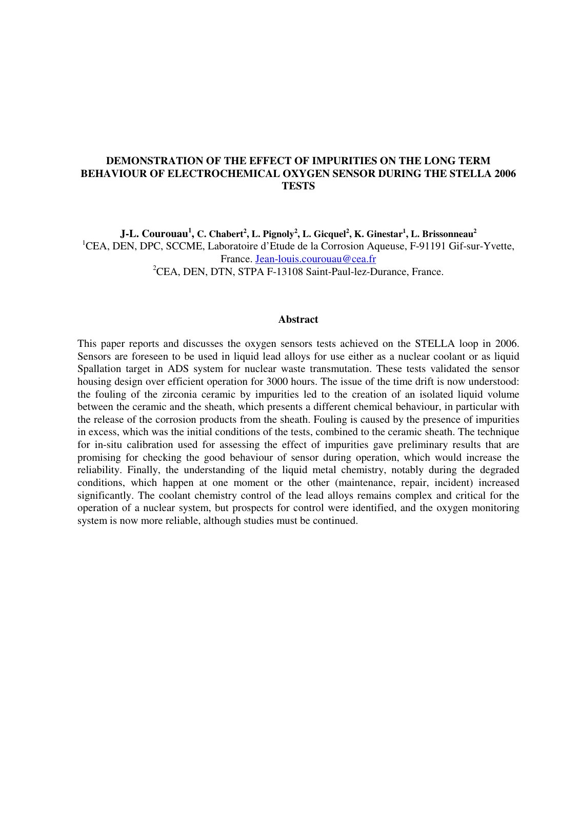 First page of Demonstration of the effect of impuritie