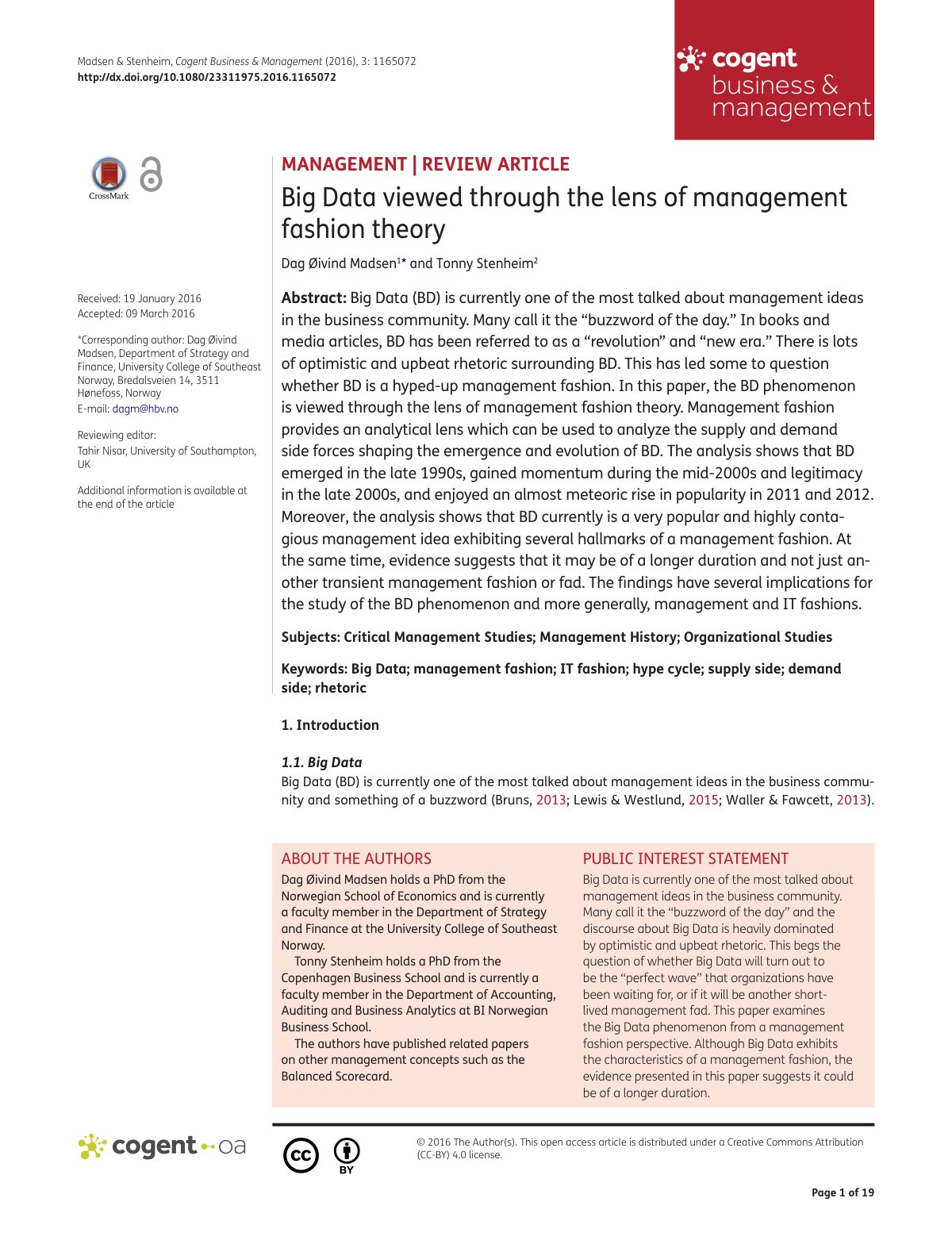 First page of Big Data viewed through the lens of mana