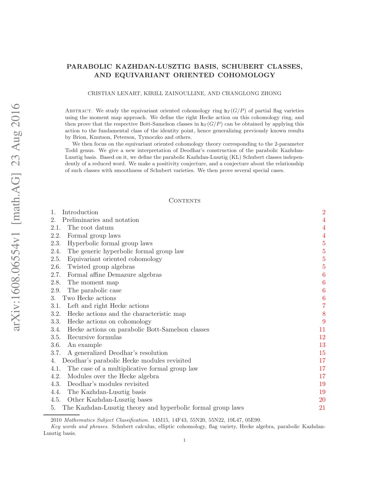 First page of Parabolic Kazhdan Lusztig Basis Schubert