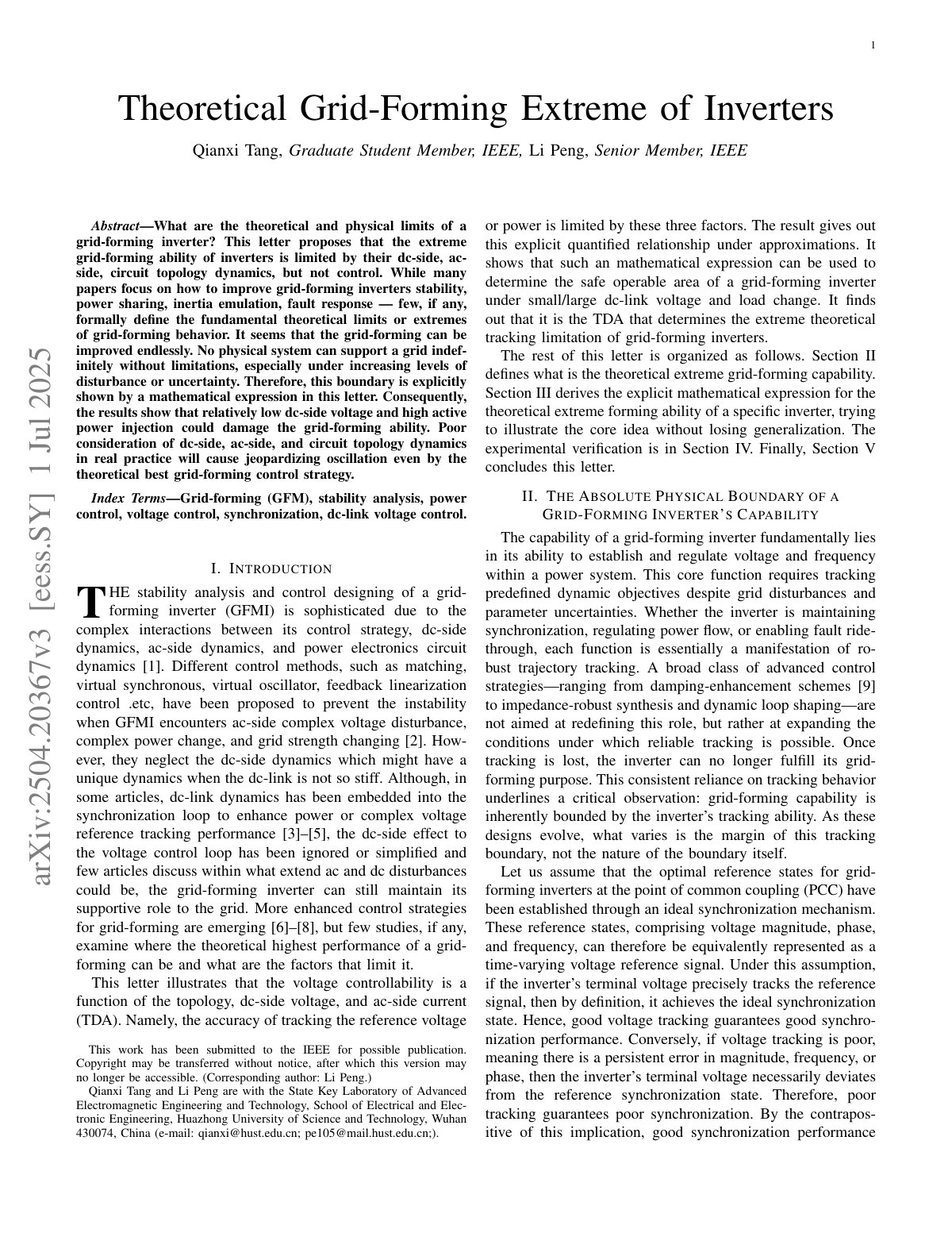 First page of Theoretical Grid-Forming Extreme of Inverters