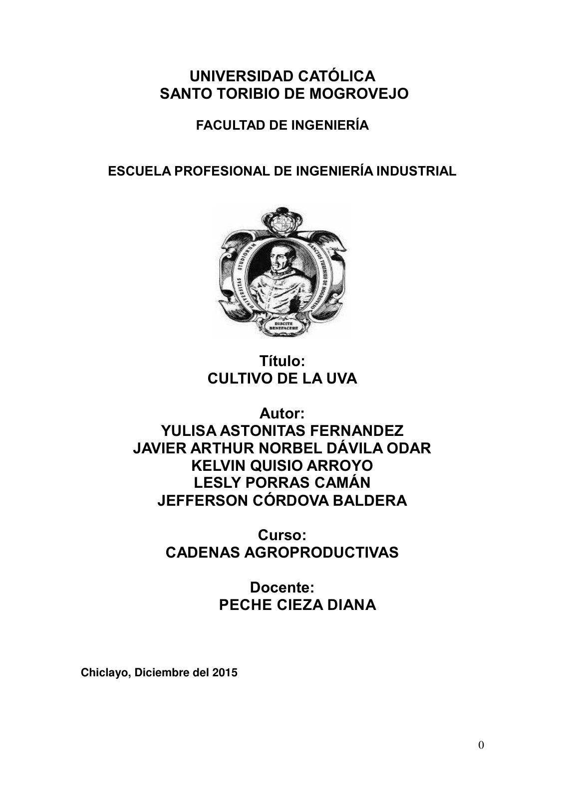 First page of Trabajo de Cultivo de la Uva word