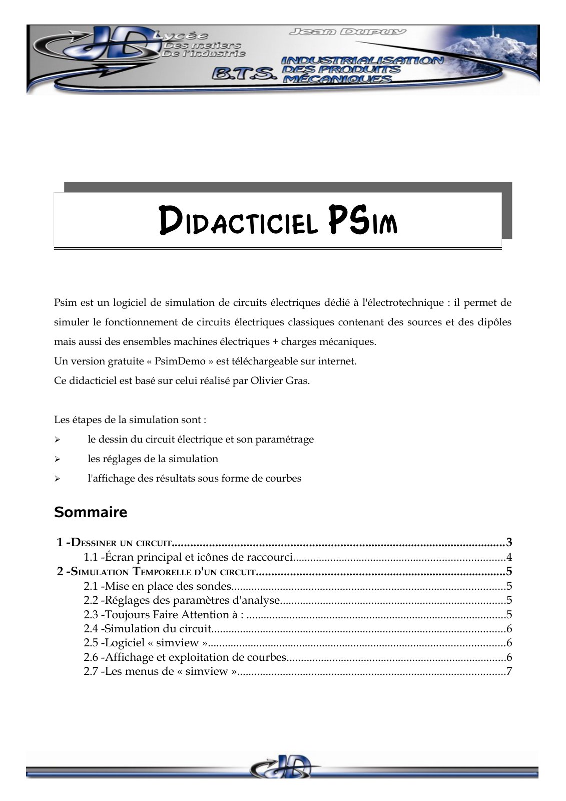 First page of DIDACTICIEL PSIM