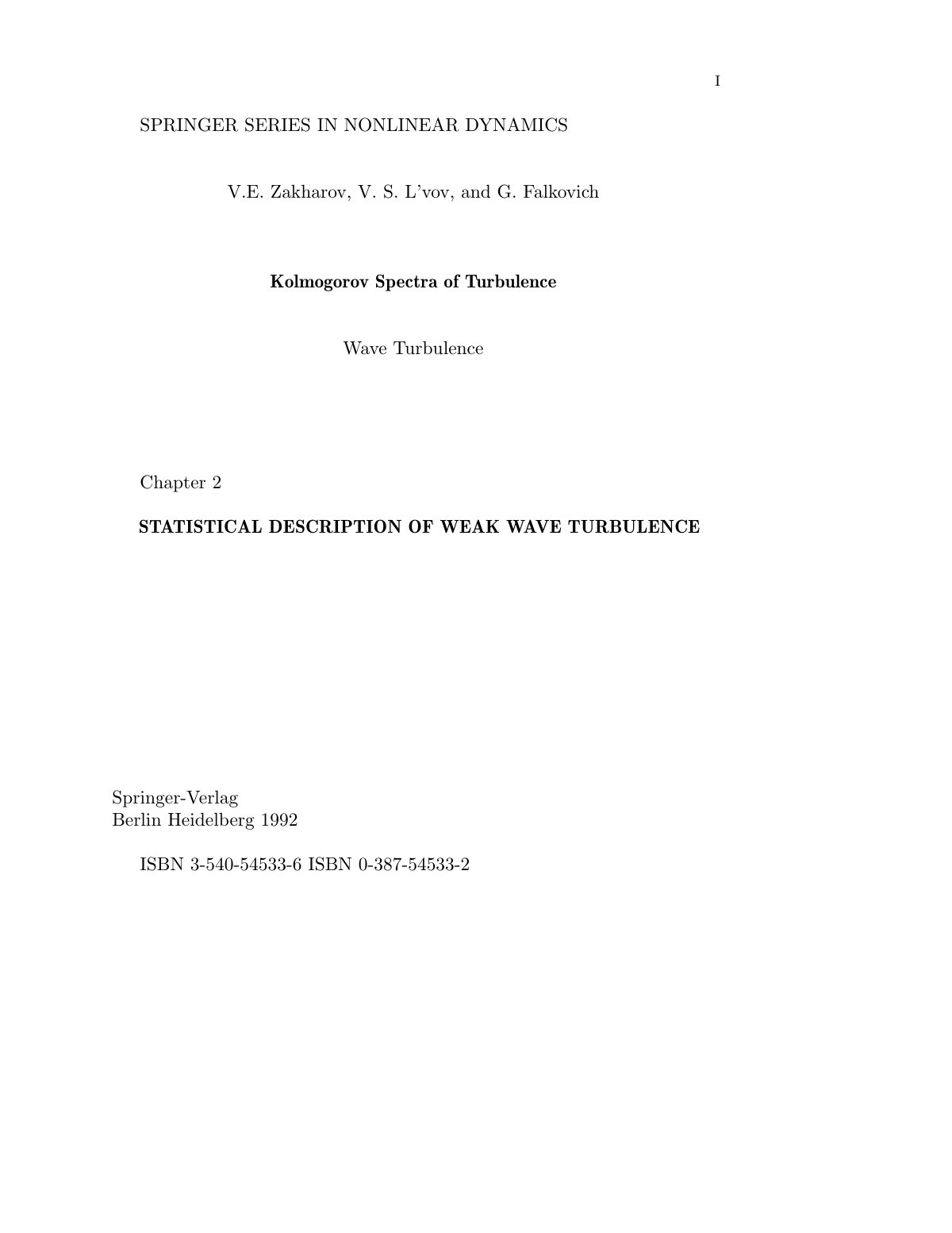 First page of Statistical Description of Weak Wave Tur