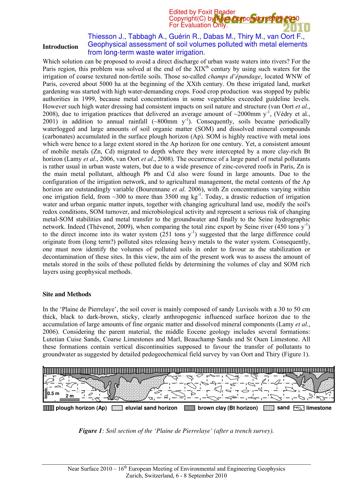 First page of Near Surface 2010 – 16th European Meeting of Environmental and Engineering Geophysics