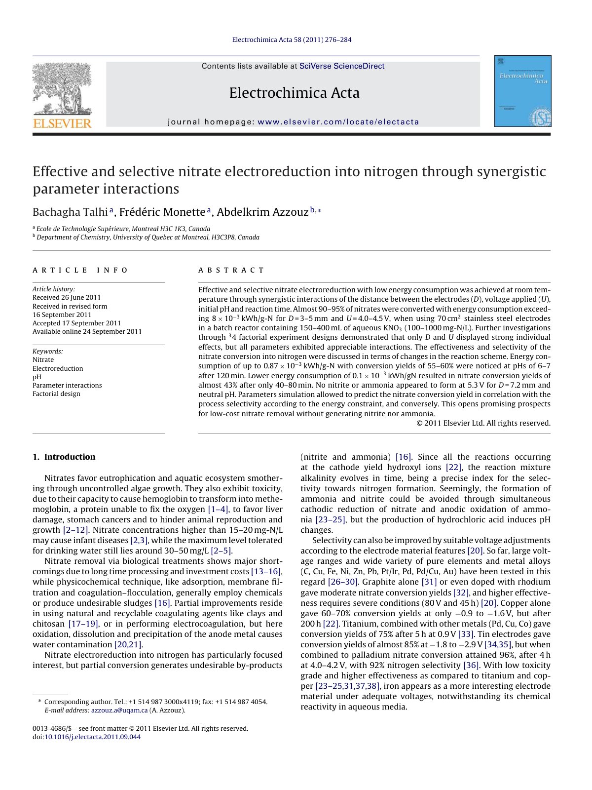 First page of Effective and selective nitrate electroreduction into nitrogen through synergistic parameter interactions