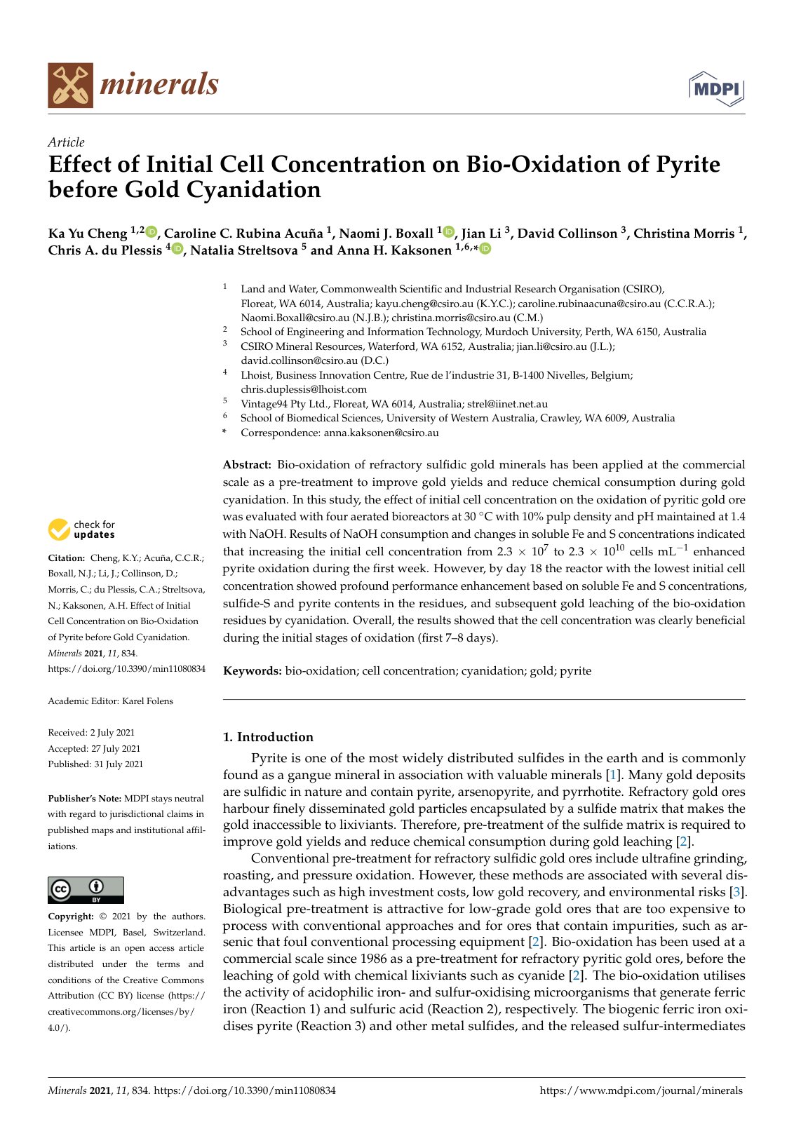 First page of Effect of Initial Cell Concentration on