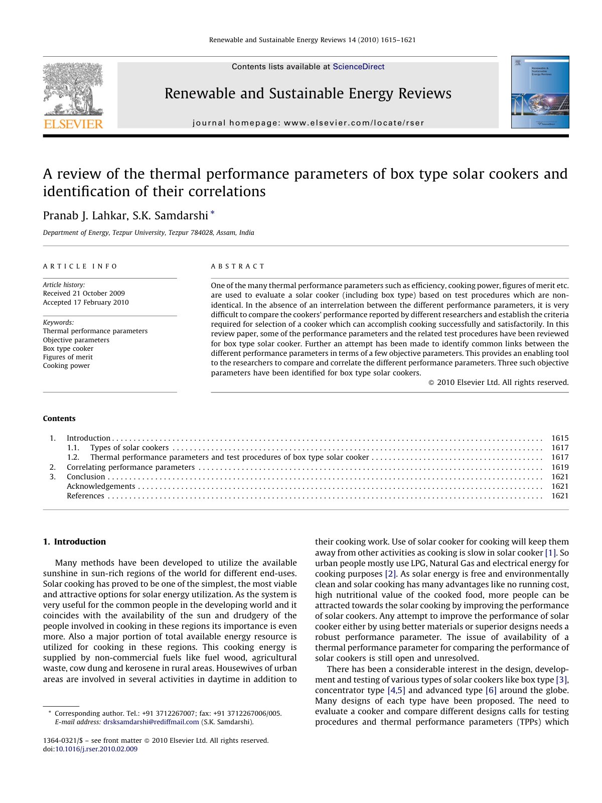 First page of A review of the thermal performance para