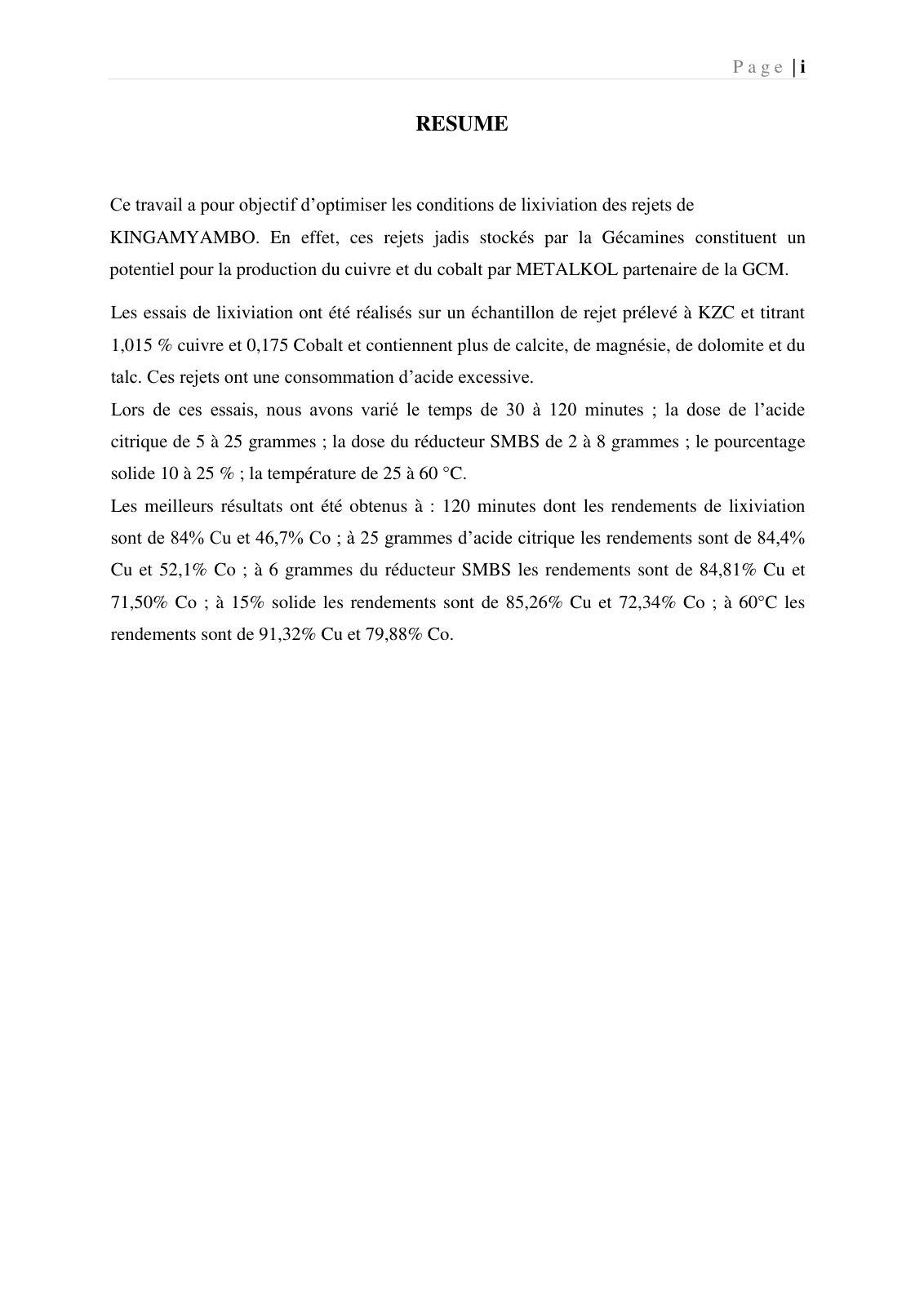 First page of KALEMBWE TSHIHUISA Déogracias, TFC