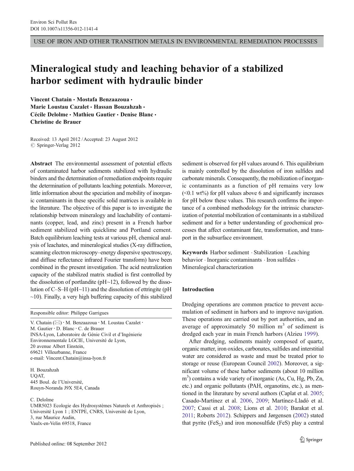 First page of Mineralogical study and leaching behavio